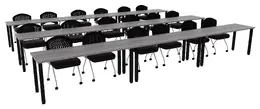 Three Rows of Training Tables - Square Legs - PL Laminate