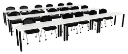 Three Rows of Training Tables - Square Legs - PL Laminate