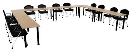 U Shaped Training Table Set - Round Legs - PL Laminate