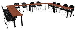 U Shaped Training Table Set - Round Legs - PL Laminate