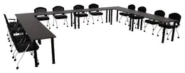 U Shaped Training Table Set - Round Legs - PL Laminate