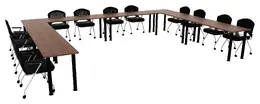 U Shaped Training Table Set - Round Legs - PL Laminate