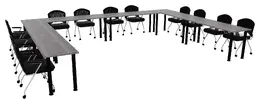 U Shaped Training Table Set - Round Legs - PL Laminate