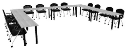 U Shaped Training Table Set - Round Legs - PL Laminate