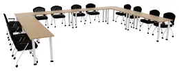 U Shaped Training Table Set - Round Legs - PL Laminate