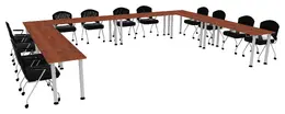 U Shaped Training Table Set - Round Legs - PL Laminate