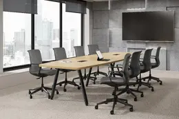 Boat Shaped Conference Table with Metal Legs - Elements