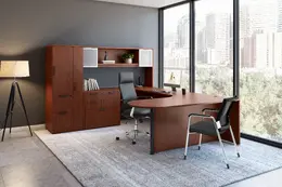 U Shape Peninsula Desk with Storage - PL Laminate