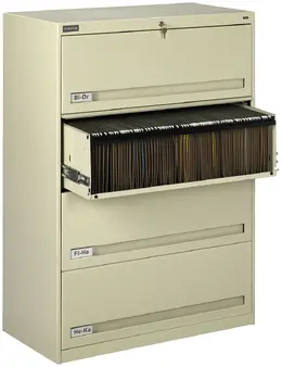 4 Drawer Lateral File Cabinet with Retractable Drawers