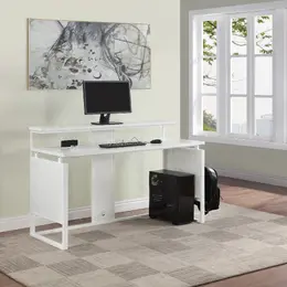 Home Office Desk with Elevated Monitor Shelf - Ace