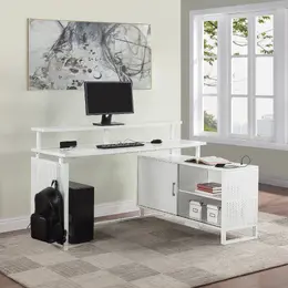 L Shaped Desk with Monitor Shelf - Ace