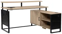 L Shaped Desk with Monitor Shelf - Ace