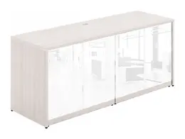 Credenza Storage Cabinet with White Glass Doors - Potenza