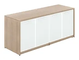 Credenza Storage Cabinet with White Glass Doors - Potenza