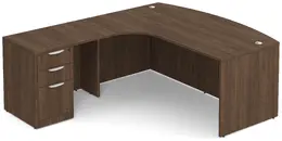 Modern L Shape Desk with Bow Front - PL Laminate