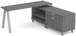 L Shaped Desk with Metal Legs - Elements