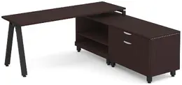 L Shaped Desk with Metal Legs - Elements