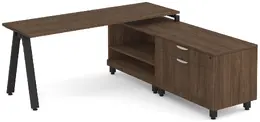 L Shaped Desk with Metal Legs - Elements