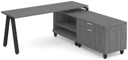 L Shaped Desk with Metal Legs - Elements