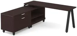 L Shaped Desk with Metal Legs - Elements