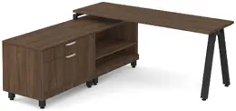 L Shaped Desk with Metal Legs - Elements