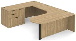 U Shaped Office Desk with Peninsula Extension - PL Laminate