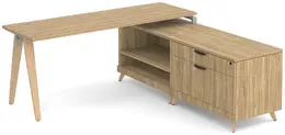 L Shaped Desk with Wood Legs - Elements