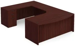 Bow Front U-Shaped Desk with Drawers - PL Laminate