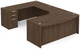 Bow Front U-Shaped Desk with Drawers - PL Laminate