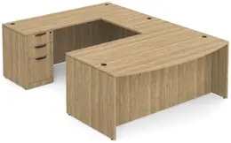 Bow Front U-Shaped Desk with Credenza Back - PL Laminate