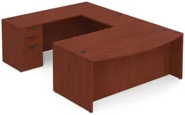 Bow Front U-Shaped Desk with Credenza Back - PL Laminate