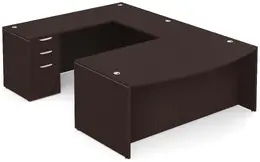 Bow Front U-Shaped Desk with Credenza Back - PL Laminate