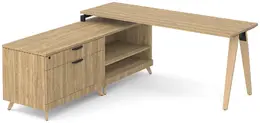 L Shaped Desk with Wood Legs - Elements