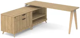 L Shaped Desk with Wood Legs - Elements