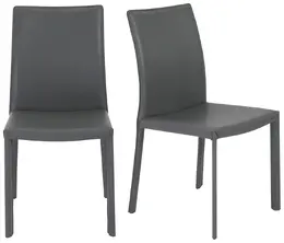 Genuine Leather Side Chair - Set of 2 - Hasina