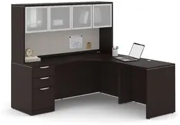 L Shaped Desk with Hutch - PL Laminate