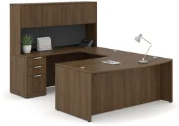 U Shaped Office Desk with Hutch - PL Laminate