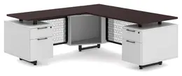 Modern L Shaped Desk with Drawers - Riser