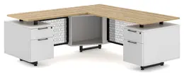 Modern L Shaped Desk with Drawers - Riser