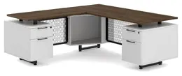 Modern L Shaped Desk with Drawers - Riser