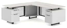 Modern L Shaped Desk with Drawers - Riser