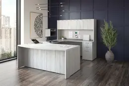 Bow Front U Shaped Desk with Hutch - PL Laminate