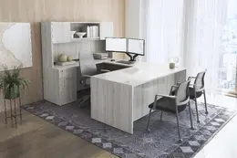 U Shaped Desk with Hutch - PL Laminate