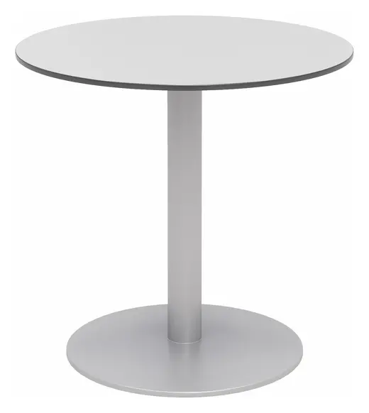 KFI Studios Eveleen 30in Round Outdoor Patio Table, Silver Base