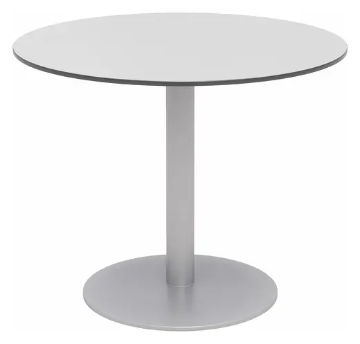 KFI Studios Eveleen 36in Round Outdoor Patio Table, Silver Base