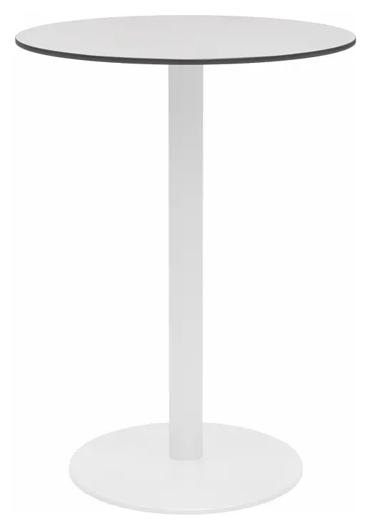 KFI Studios Eveleen 30in Round Outdoor Bar Height Table, White Base