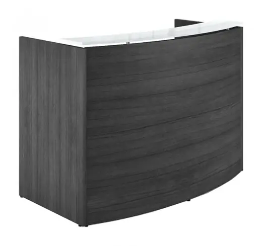 Curved Reception Desk with Floated White Glass Transaction Counter