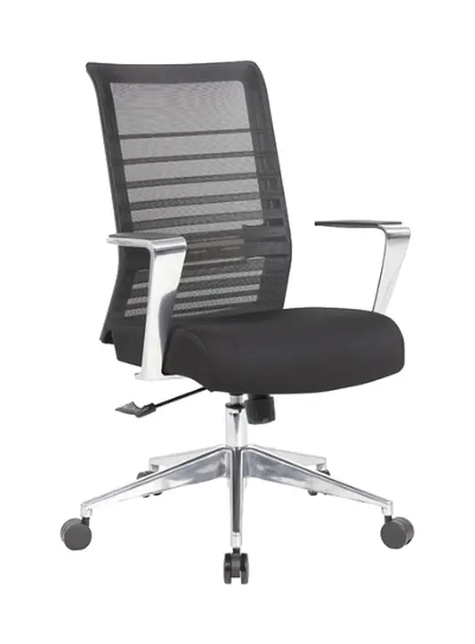 Black Conference Chair with Polished Aluminum Frame - 27 x 25.5 x 40