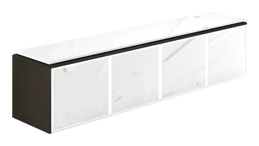 Glass Door Wall Mounted Hutch with Floated Glass Top - 72W x 15D x 17H