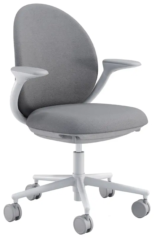 26.2 x 25.5 x 35-40 - Jade Task Chair, White Frame, Grey Knit, Grey PET Felt